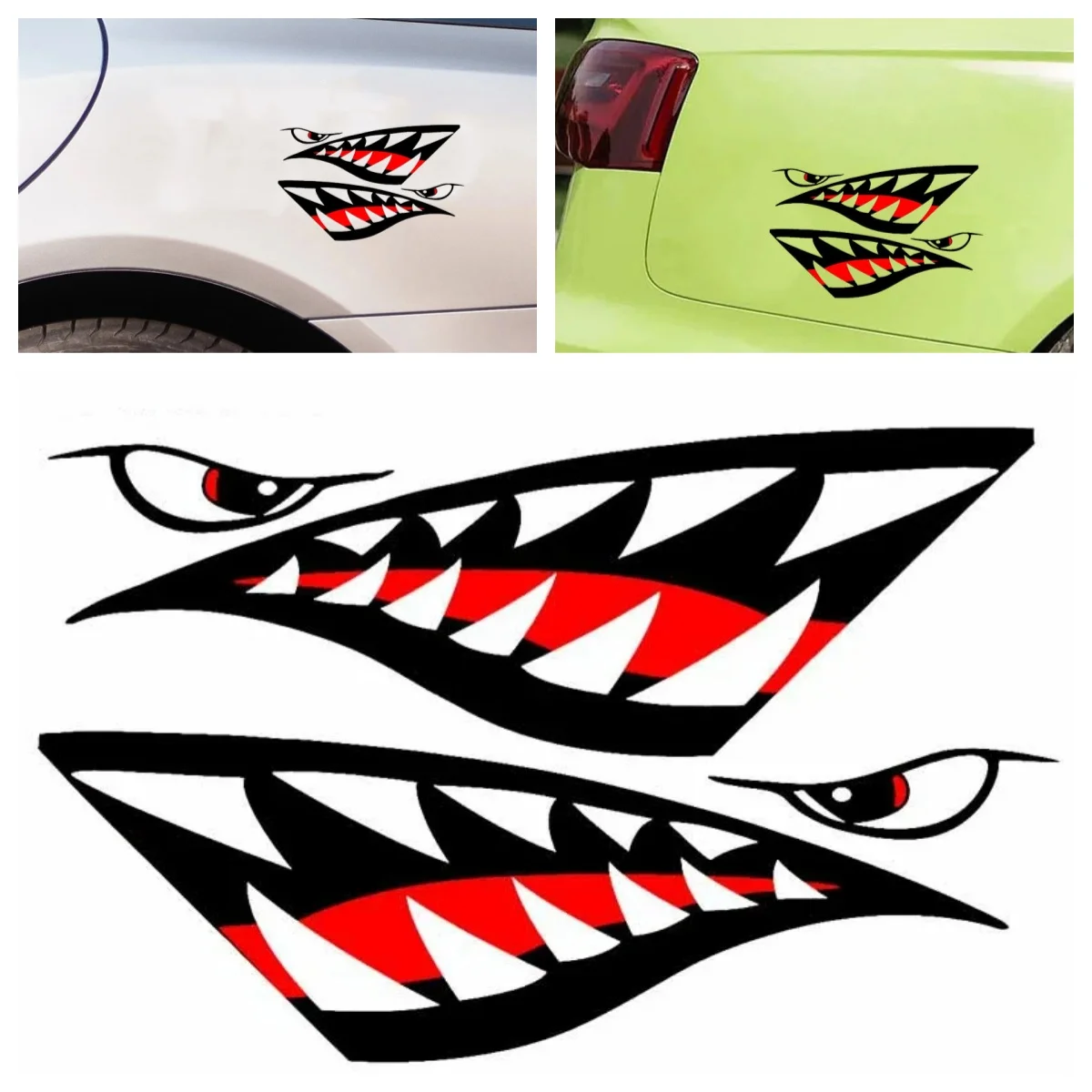 

Fashion Shark Mouth Teeth Car Sticker Laptop Bumper Wall Truck Moto Bicycle Van Helmet Racing Camper Vinyl Decal PVC Wholesale