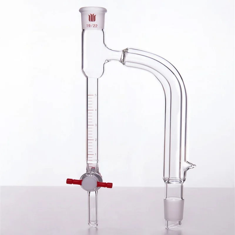 

SYNTHWARE Water separation distillation receiving tube with interlayer, 5mL/10mL, Joint 19/22, PTFE valve, Borosilicate glass