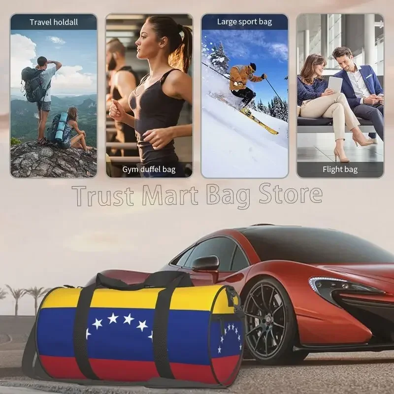 فنزويلا العلم السفر حقيبة القماش الخشن المحمولة عطلة نهاية الأسبوع بين عشية وضحاها حقائب للجنسين مقاوم للماء حمل على حقائب الأمتعة الرياضة الصالة الرياضية حقيبة اليوغا