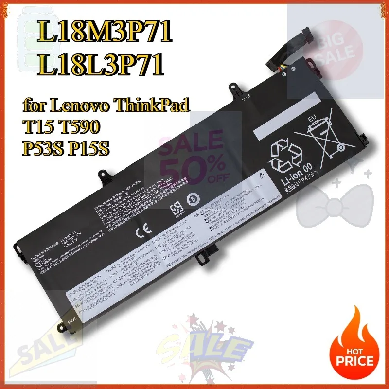 

L18M3P71 L18L3P71 SB10K97650 02DL012 Laptop Battery for Lenovo ThinkPad T15 T590 P53S P15S Gen 1/2 TP00104C