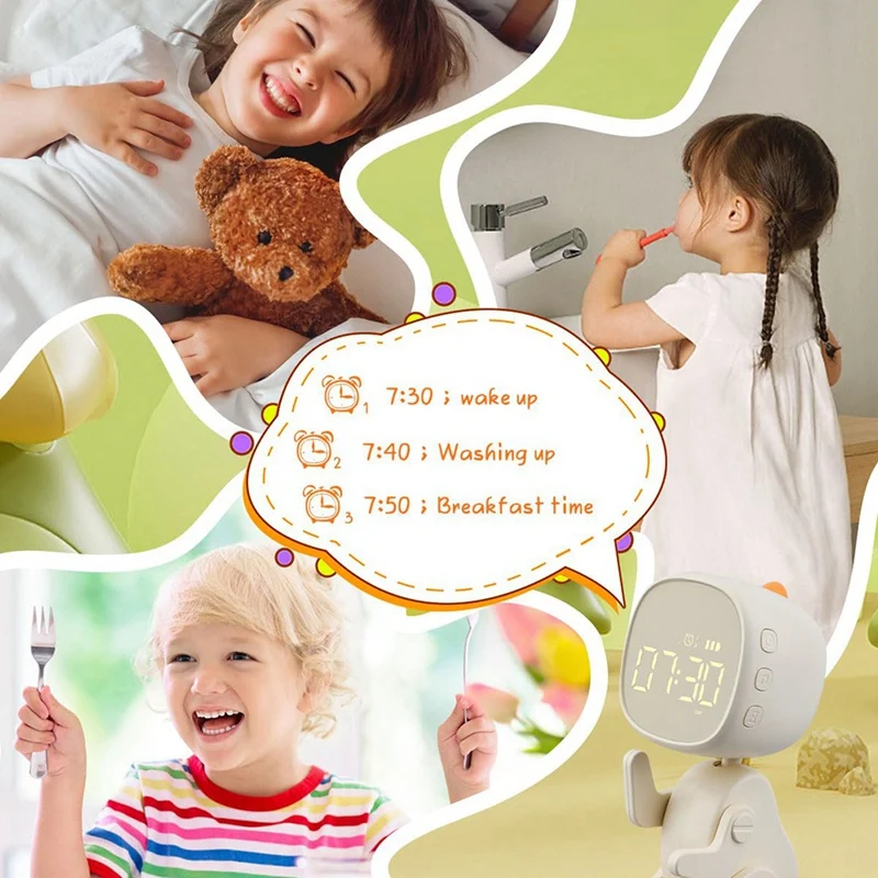 Children's Digital Alarm Clock, Three Alarms, Dinosaur Alarm Clock With Variable Shape, Snooze, Night Light Timer