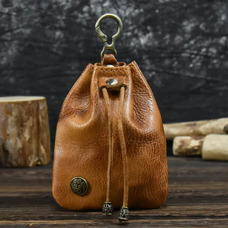 New creative style coin Purse Retro handmade vegetable tanned leather silver bag retro coin purse for men and women coin bags