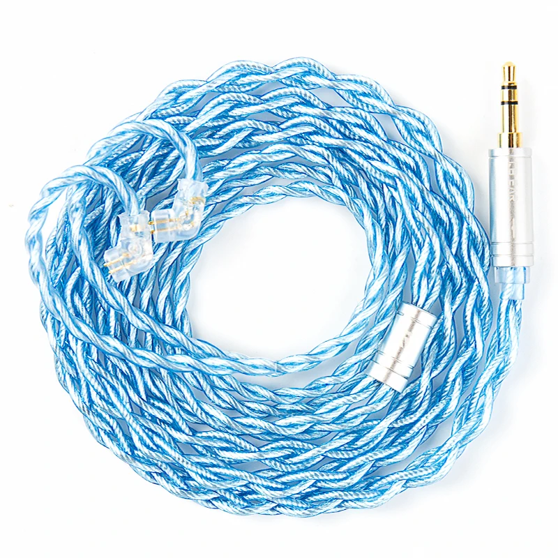 KBEAR Palm Thunder 4 Core Single Crystal Copper Silver-Plated Headphones Cable Replaceable QDC Cable For KZ ZS12 PROX ZS10 PRO X