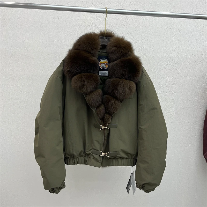 2026 Winter NewStyle Short Down Jacket with Large Fox Fur Collar High-Quality Stylish Casual Loose Fit Thick and Warm Parka Coat