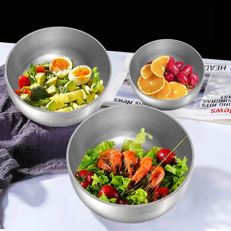 

YJQ stainless steel vegetable mixing basin drain basket food grade and basin salad bowl