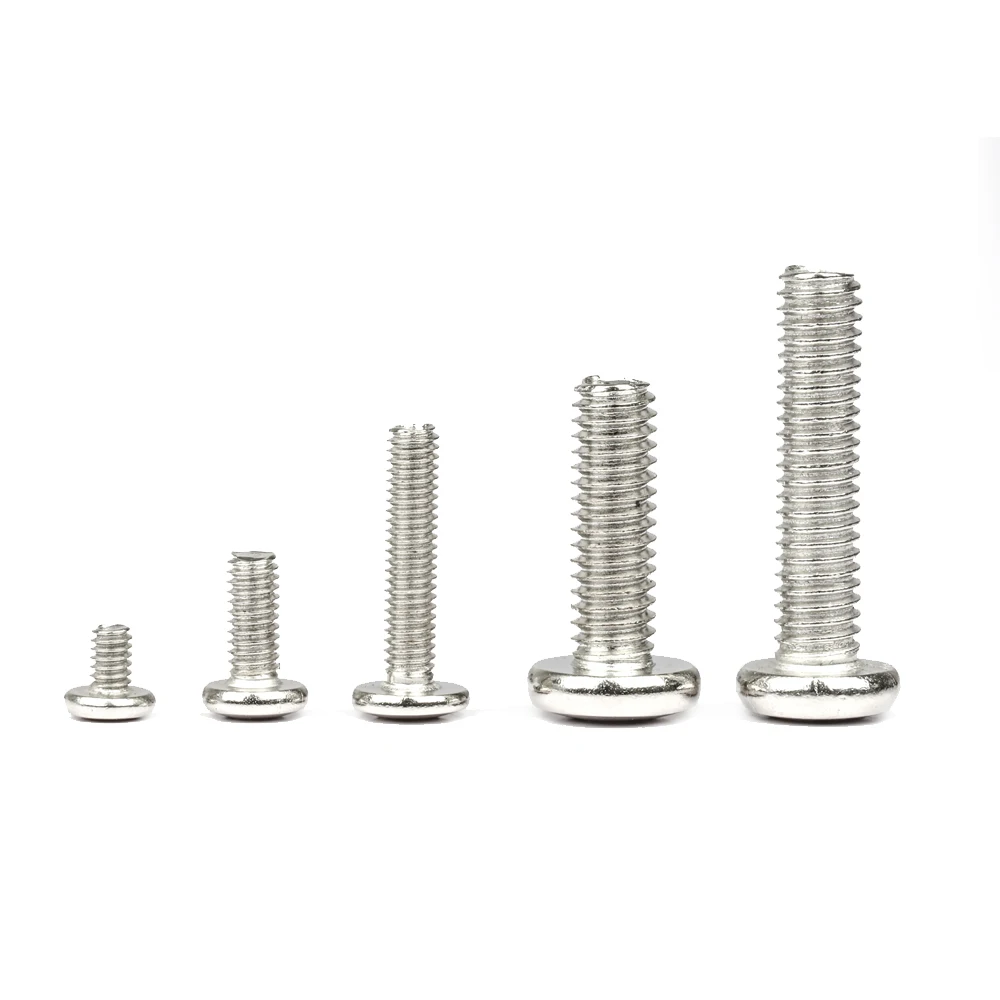 100pcs/lot Cross Recessed BM Pan Head Screws Nickel Plated Carbon Steel M2 M2.5 M3 M4 Phillips Machine Screws Grade 4.8 DIN7985