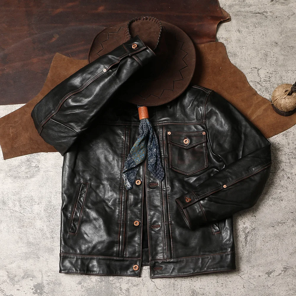 

DSH861 Asian Size Super Top Quality Heavy Genuine Japan Teacore Horse Leather Slim Classic Horsehide Stylish Rider Jacket