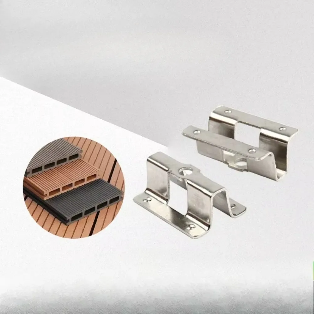 200Pcs Stainless Steel Invisible U Clip Fastener Composite Deck Bracket for WPC Flooring Panel Installation