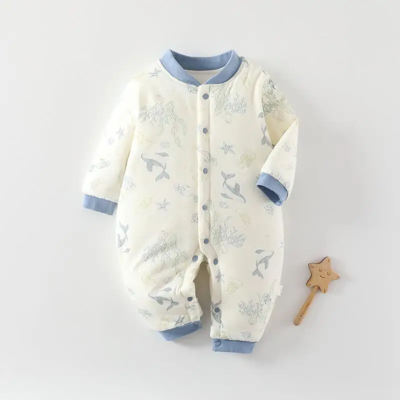 

Kawaii Casual Coat Set Baby Jumpsuit for Autumn and Winter 120g Fashion Children's Clothing Boneless Cotton Clothes Child Jumper