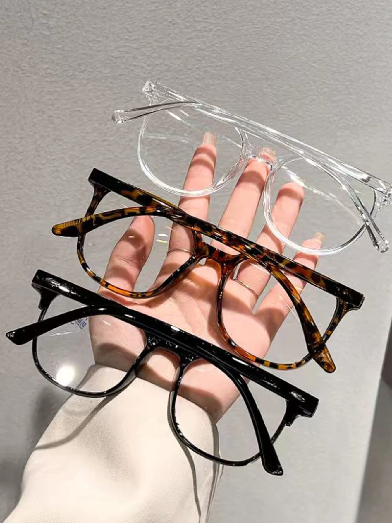 3 قطعة مجموعة نظارات إطار عصرية عصرية مختلطة الشكل كاجوال موضة أساسية نظارات مزخرفة ملابس يومية للقيادة والسفر
