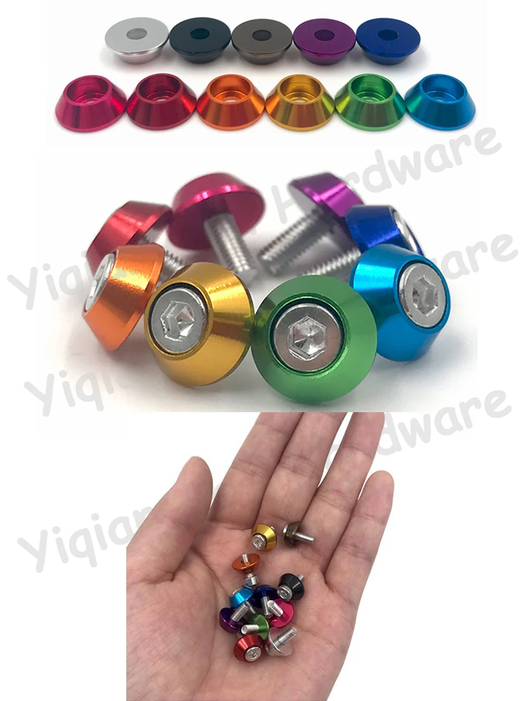 Yiqianyuan 2 pièces-10 pièces rondelles en alliage d'aluminium pour tête de capuchon vis joint rondelle multicolore RC accessoires de voiture M2-M10