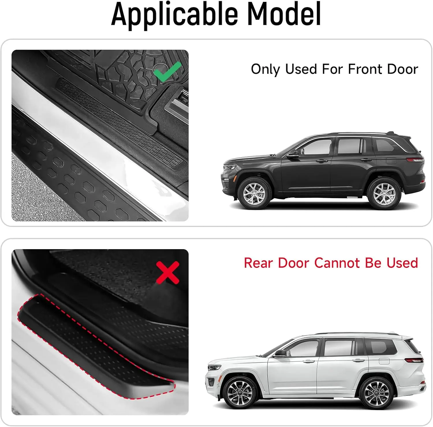 2PCS Front Door Sill Protector For Jeep Grand Cherokee L (Only for Front Door) 2022-2025 2026 Accessories ABS Material