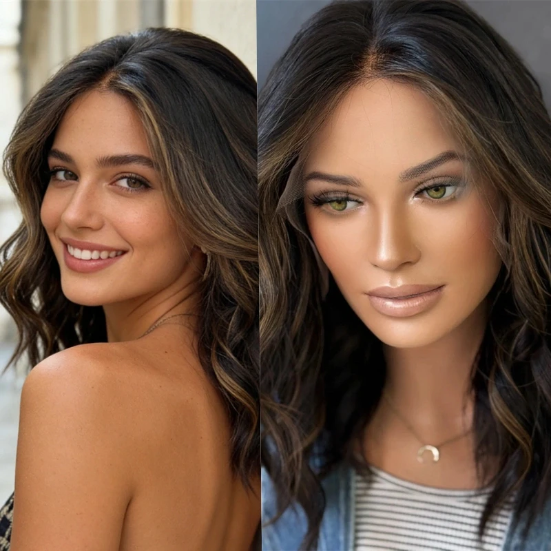 

High Quality Wig for Women Ombre Dark Brown Synthetic HD Lace Front Wig Realistic Look Soft Short Wave Bob Natural Density Wig