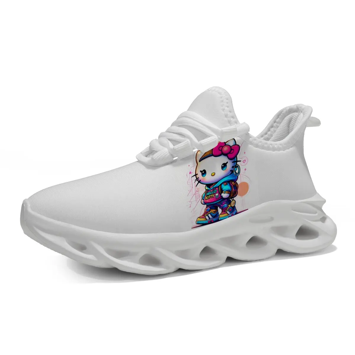 

Family Shoes Disney Hello Kitty Shoe Flat Casual Halloween and Christmas Festival Gifts Lightweight Flying Woven Sports Sneakers