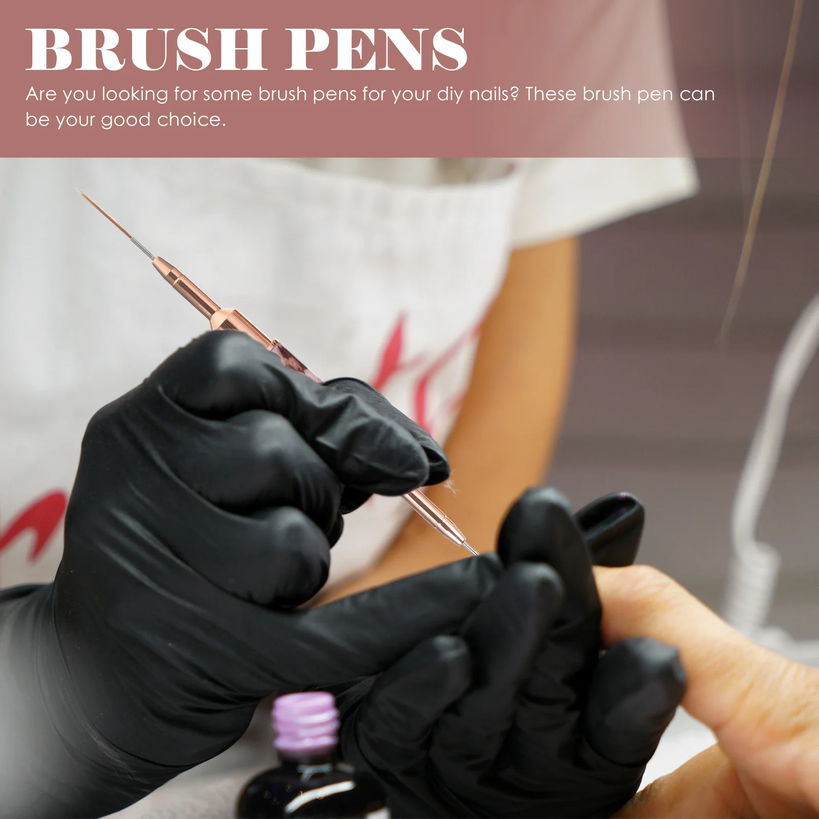 

4pcs Art Brush Set Double Ended Fine Tip Manicure Drawing Pens For Diy Nail Painting Professional Nail Salon Tools