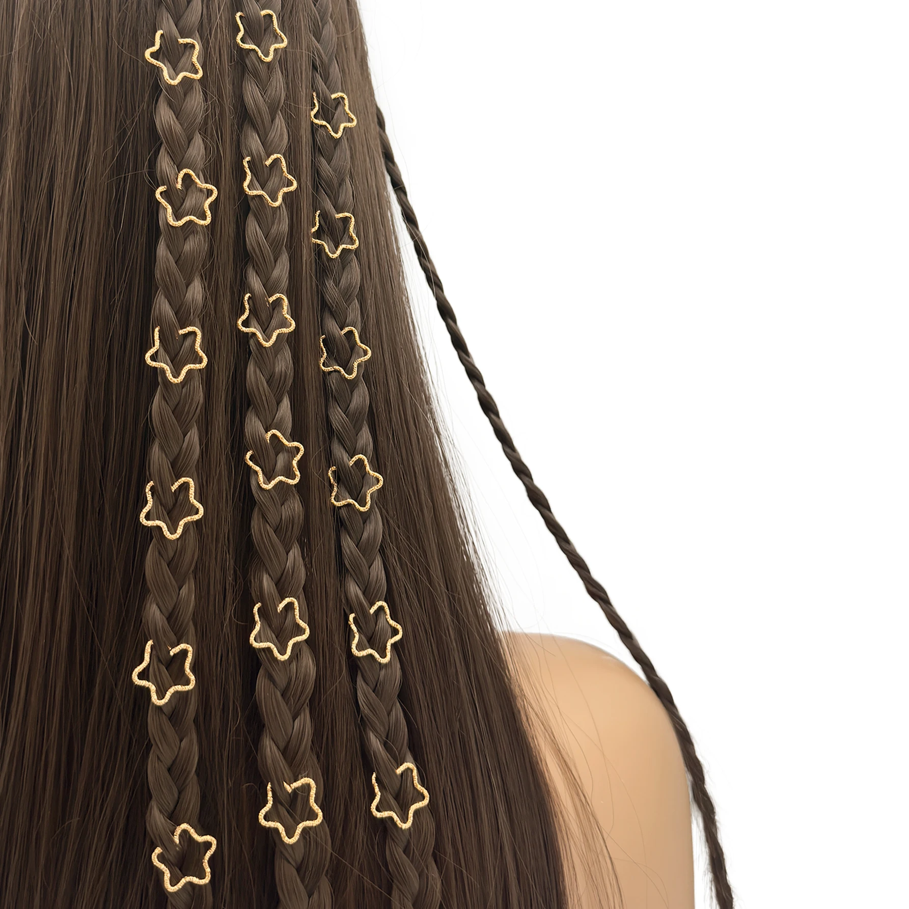 30pcs Gold Color Star & Flower Shape Hair Beads, Fashion Braiding Hair Accessories For Girls, School Stuff, Accessories Y2k_voghion.com