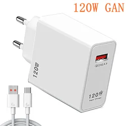 GAN 120W USB Charger Phone Charger QC 5.0 4.0 3.0 Fast Charging Adapter For iPhone 14 13 12 Samsung Huawei realme usb chargeur