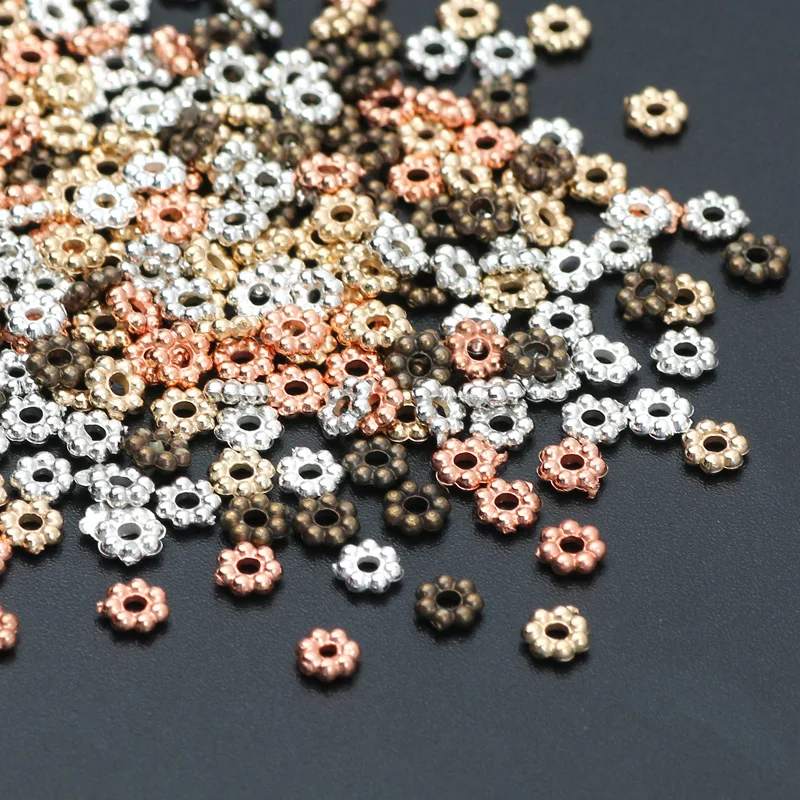 200–1000 Stück 4/6 mm Blumenform CCB Perlen Acryl Kunststoff Spacer lose Perlen für Schmuckherstellung DIY Armband Halsketten Zubehör