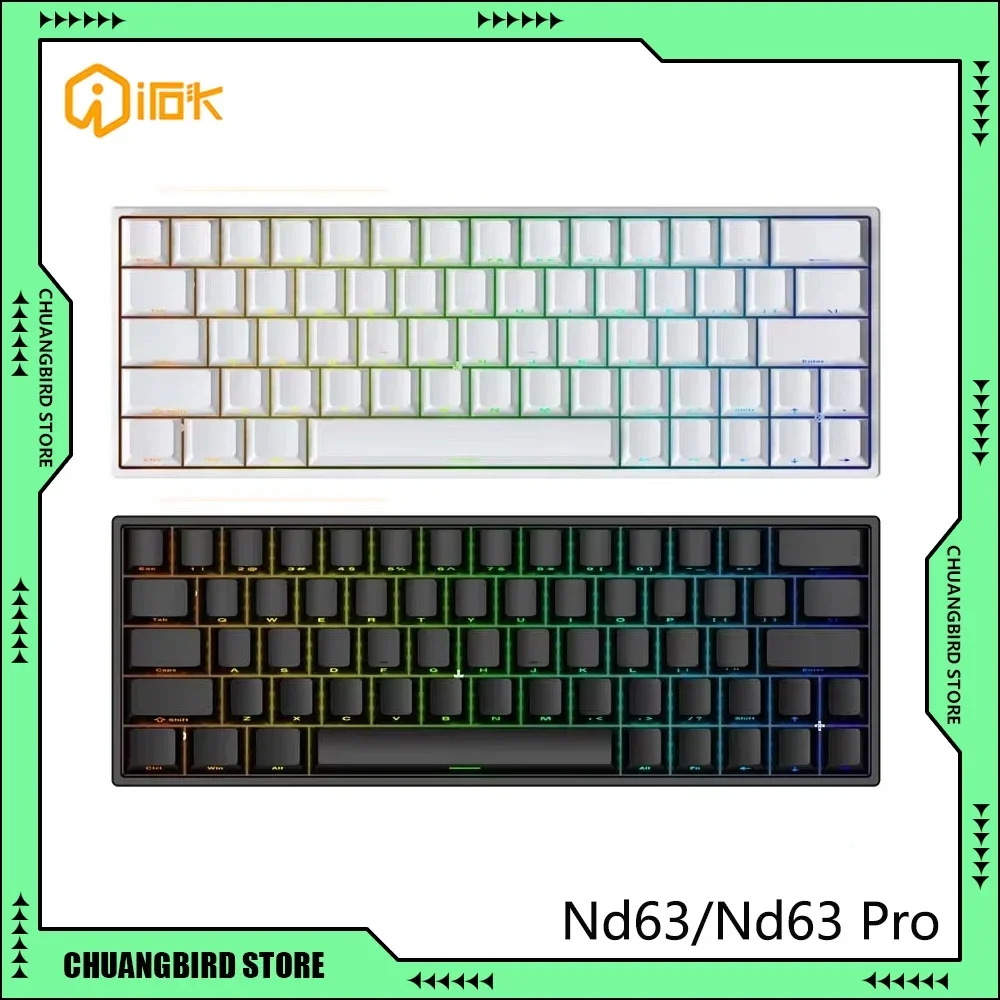 Irok ND63 Pro Interruttore magnetico Tastiere meccaniche hot swap RGB Ufficio cablato Personalizza Tastiera Pc E-Sports Accessori da gioco