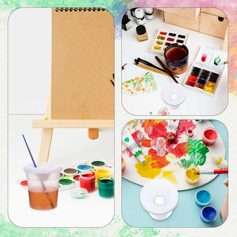 ABKJ-12 Packs Paint Cups With Lids For Kids No Spill Learning Color Cups Reusable Paint Containers With Lids For Young Artist