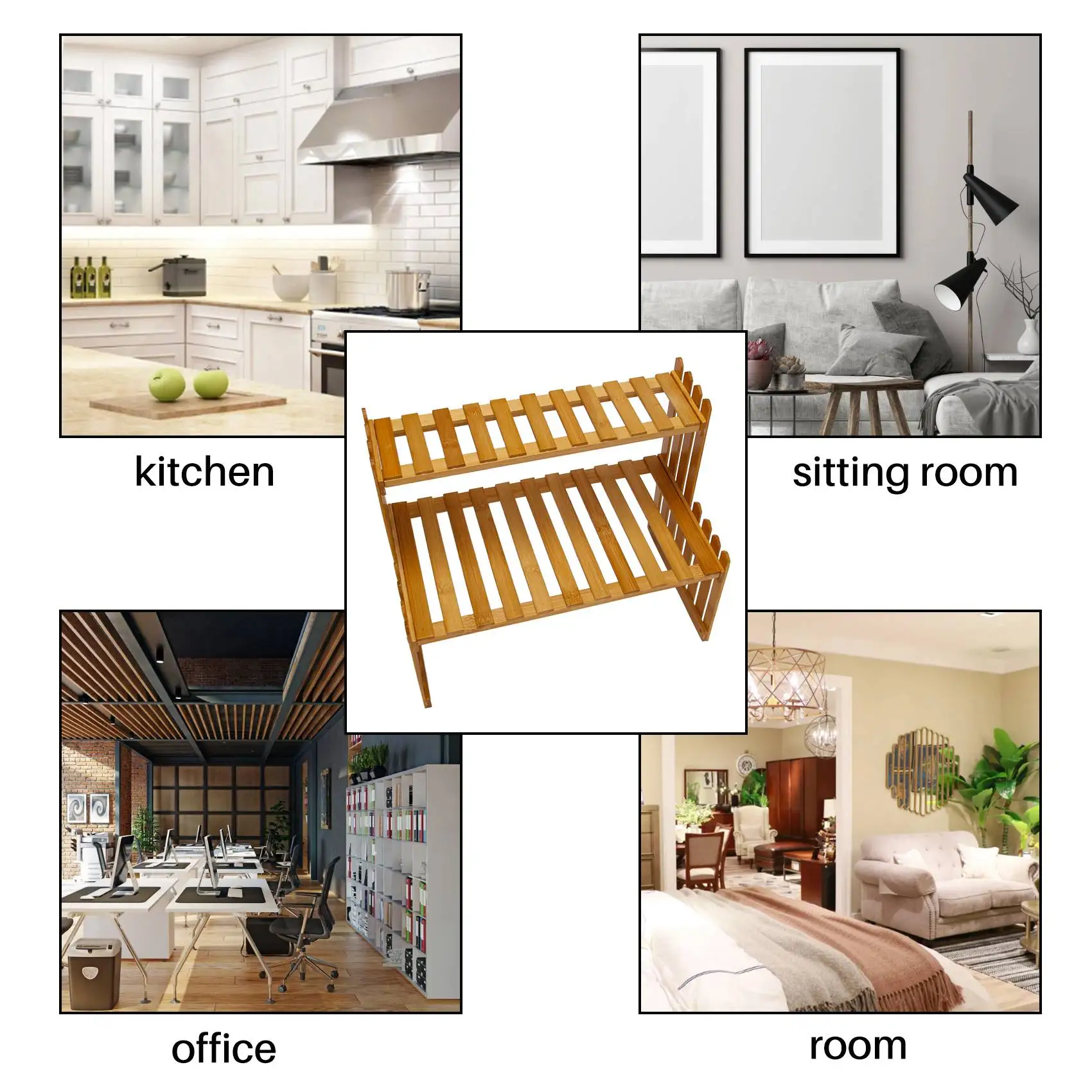 A11I 2 Layers Bamboo Storage Rack Kitchen Spice Jar Bottle Seasoning Rack Decoration Organizer Shelf Home Desktop Racks