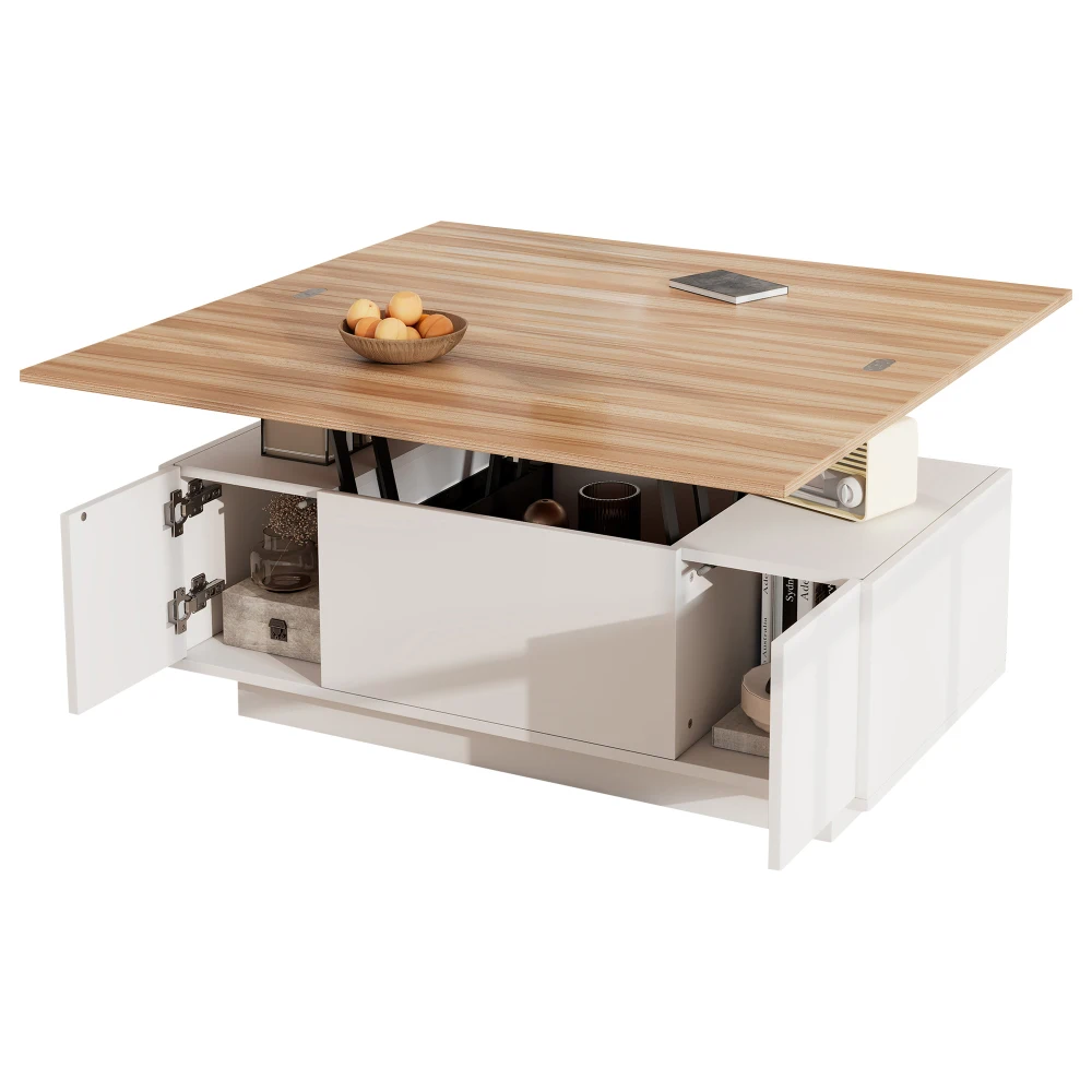 Moderner Couch-Couchtisch mit Dual-Lift-Mechanismus, versteckter Stauraum, Tragfähigkeit bis zu 50 kg, ideal für kleine Räume – Detail 27