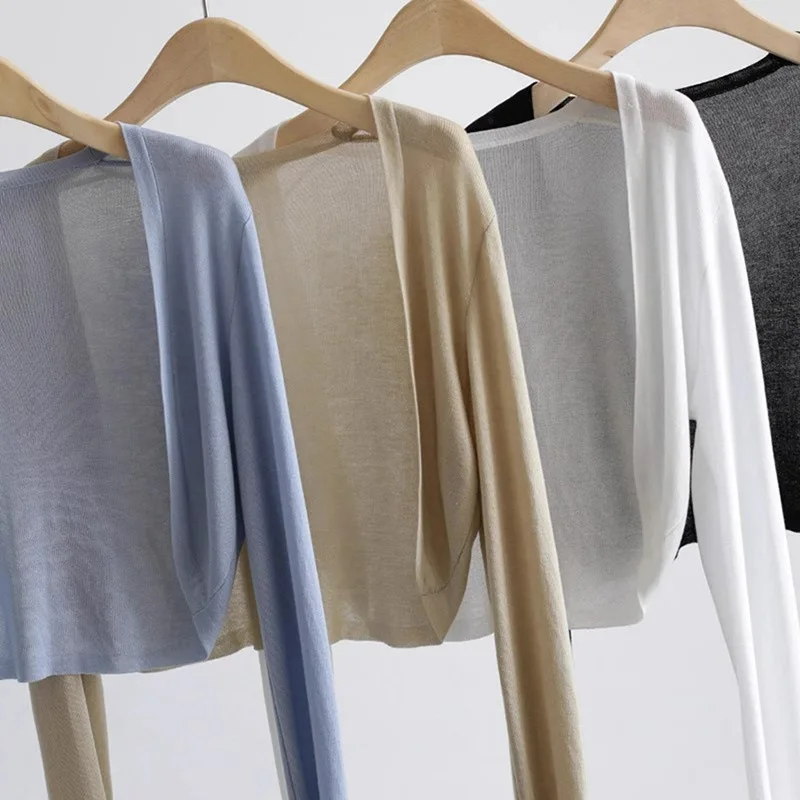 Women Knit Sun Protection Cardigan Lightweight Spring Summer Shawl Outer Cover for Cami Dress Summer Sunproof Shrug Top