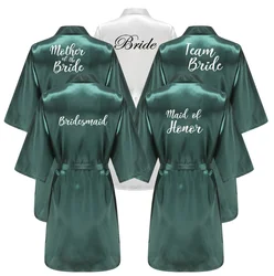 Wedding Party Team Bride Robe With White Letters Kimono Satin Pajamas Bridesmaid Bathrobe YE6522