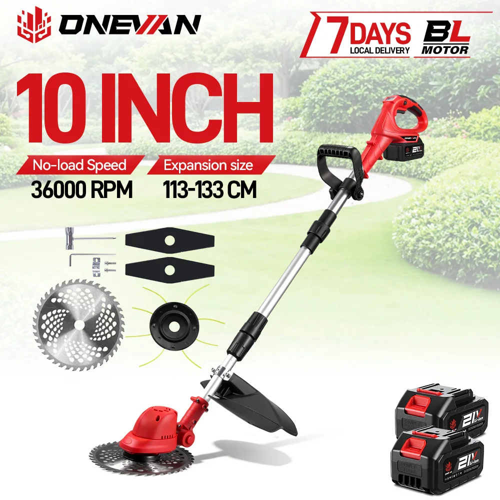 Tondeuse à gazon électrique sans fil ONEVAN 36000RPM, 10 pouces, outil de coupe pour jardin, compatible avec batterie Makita 18V