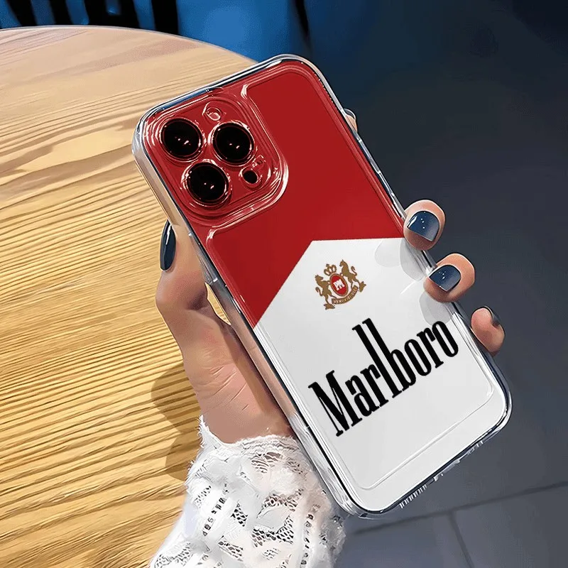 Modne etui na telefon dla M-Marlboros-iPhone 16 15 14 13 12 11 Mini Pro Max X XR XSMax 7 8 Plus Przezroczysta miękka tylna obudowa TPU