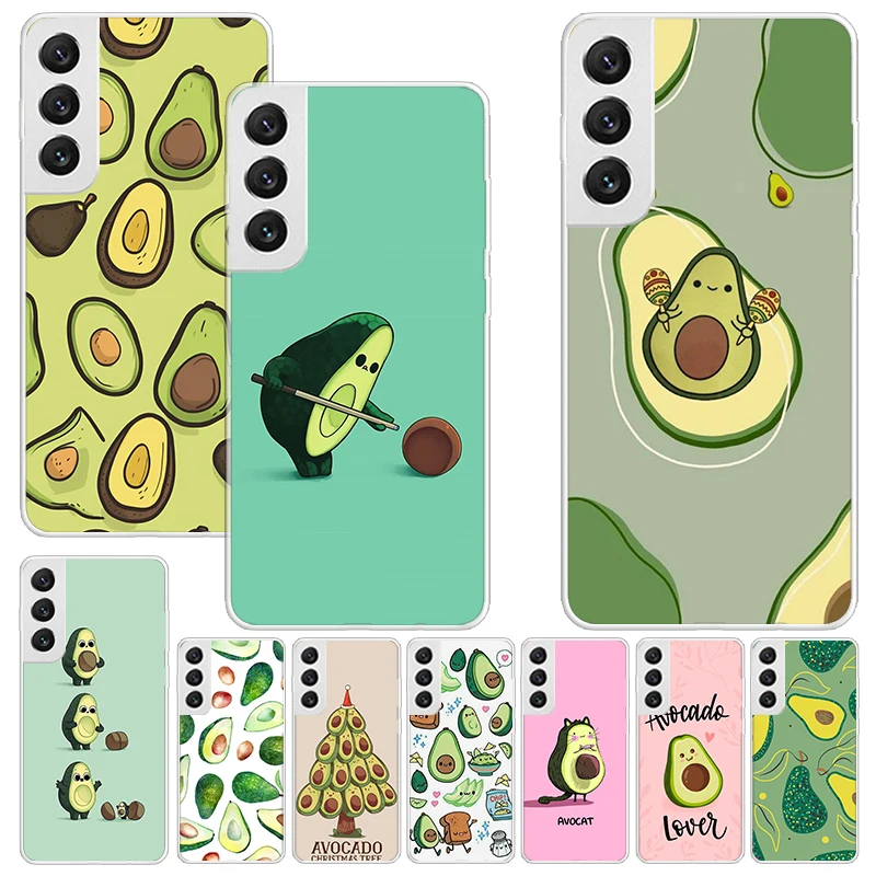 Cartoon Fruit Avocado Print Soft Case for Samsung Galaxy S24 S23 S22 Ultra S21 S20 FE S10 Plus Phone Shell S9 S8 + S10E Pattern