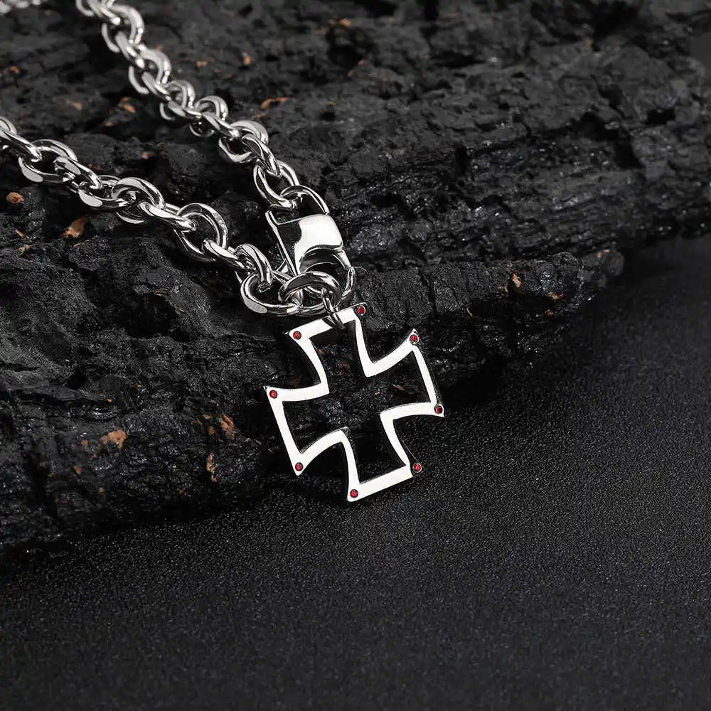 فاسق الجوف الزركون الصليب قلادة للرجل امرأة غير يتلاشى التيتانيوم الصلب سلسلة الترقوة المختنق الهيب هوب زوجين مجوهرات Kpop هدية #5