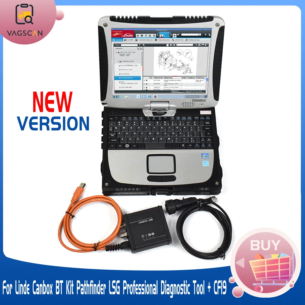 CF19 Laptop For Linde Canbox BT Adapter Kit with Pathfinder LSG Software Forklift Professional Diagnostic Tool