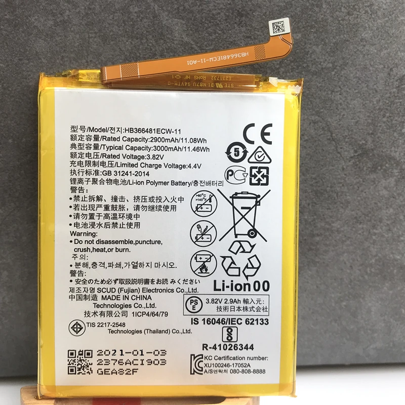 Original HB366481ECW-11 Battery for Huawei Honor 7A 5C 6C Pro AUM-AL29 V9 Play Honor 8 9 Lite Y7 Y6 Prime 2018 P9 P10 P20 Lite