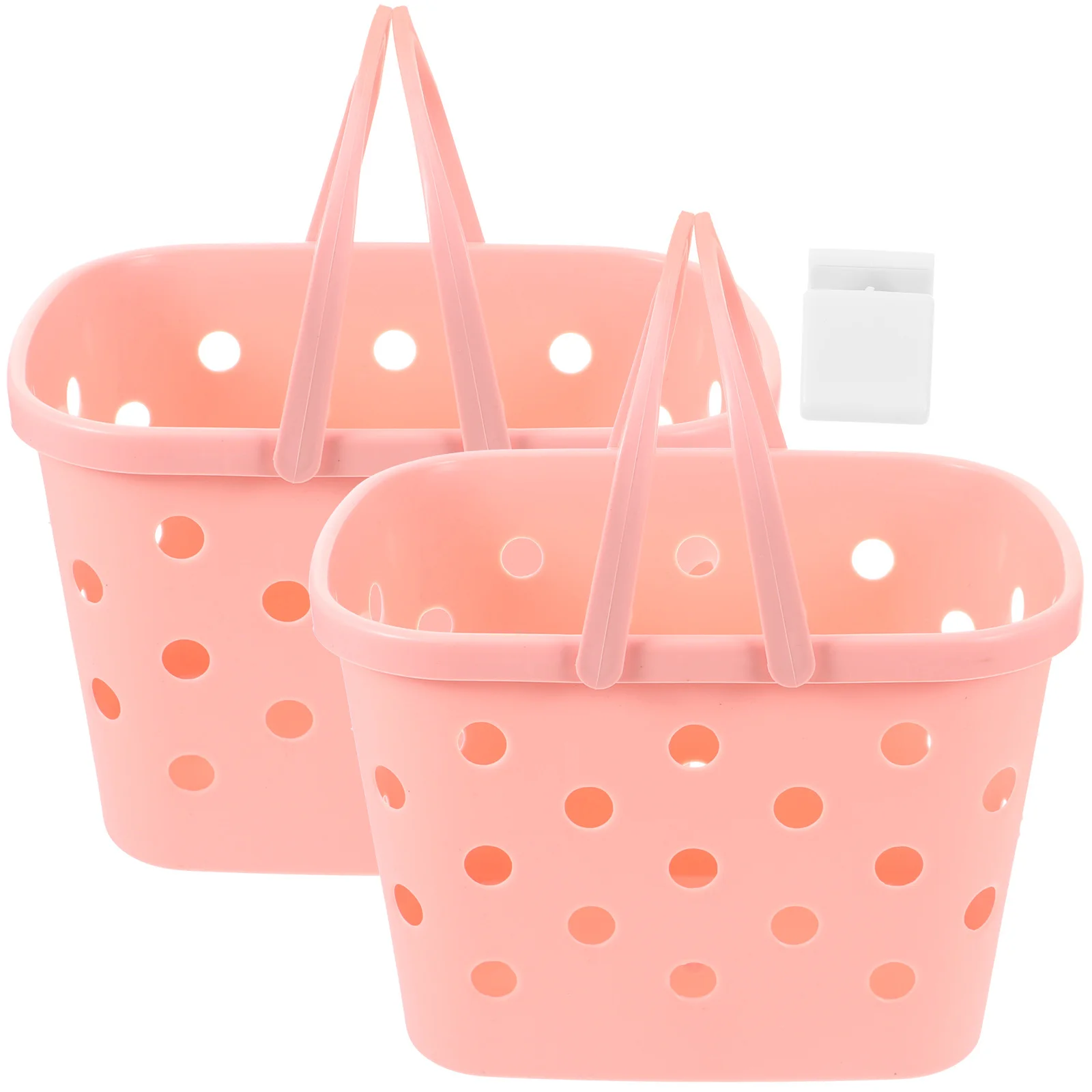 

2Pcs Shower Storage Basket Hollow Desktop Organizer Plastic Storage Basket for Bathroom Kitchen Space Saving Organizer