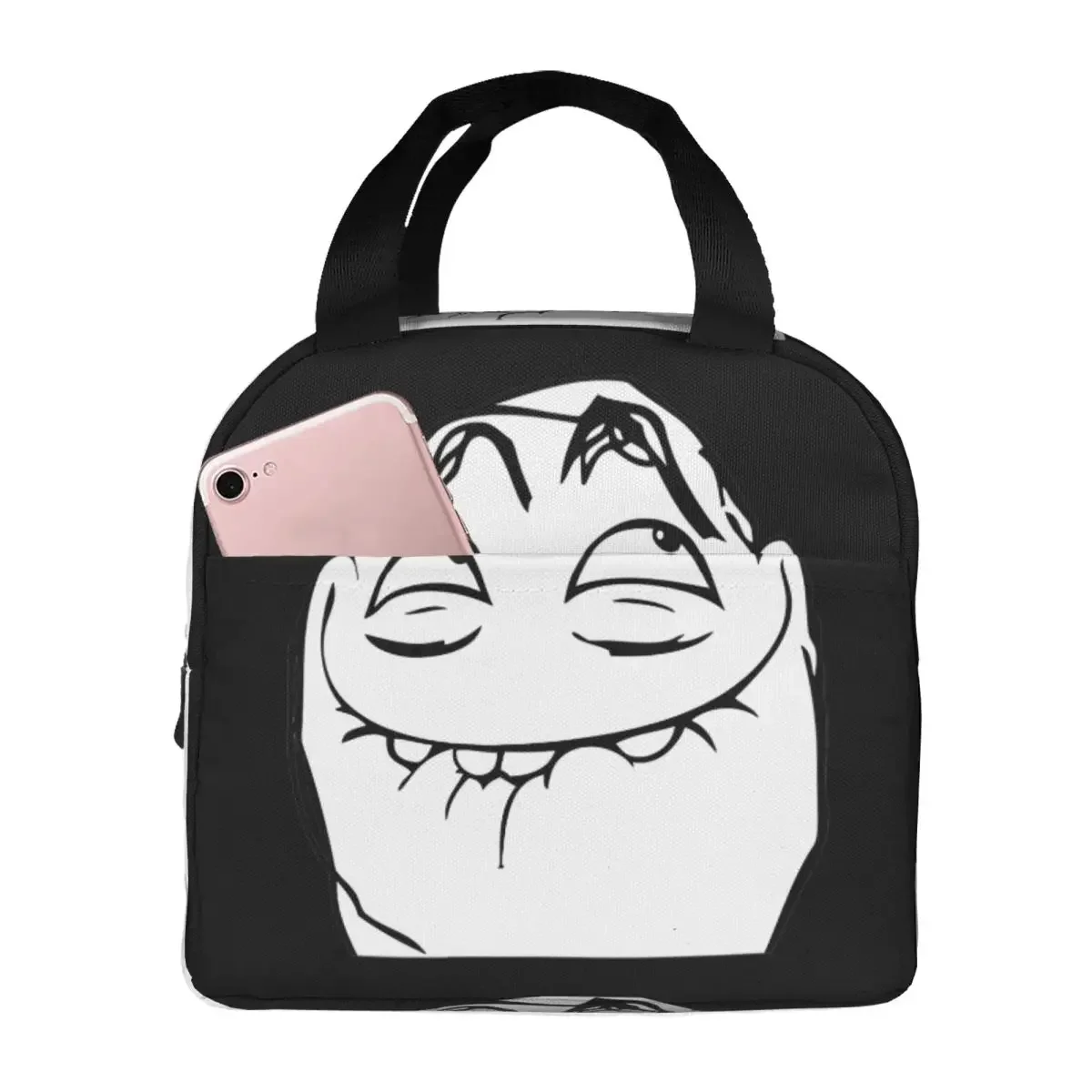 Crazy Troll Face Trollface Insulated Lunch Bag Large Rage Comic Anime Lunch Container Cooler Bag Lunch Box Tote School Food Bag