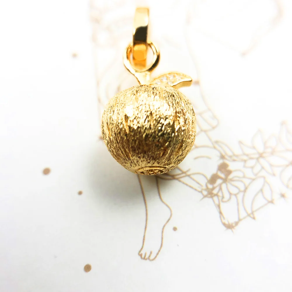 Gold Plated Pendant Apple New Fine Jewelry Bijoux Accessories 925 Sterling Silver Romantic Gift For Woman