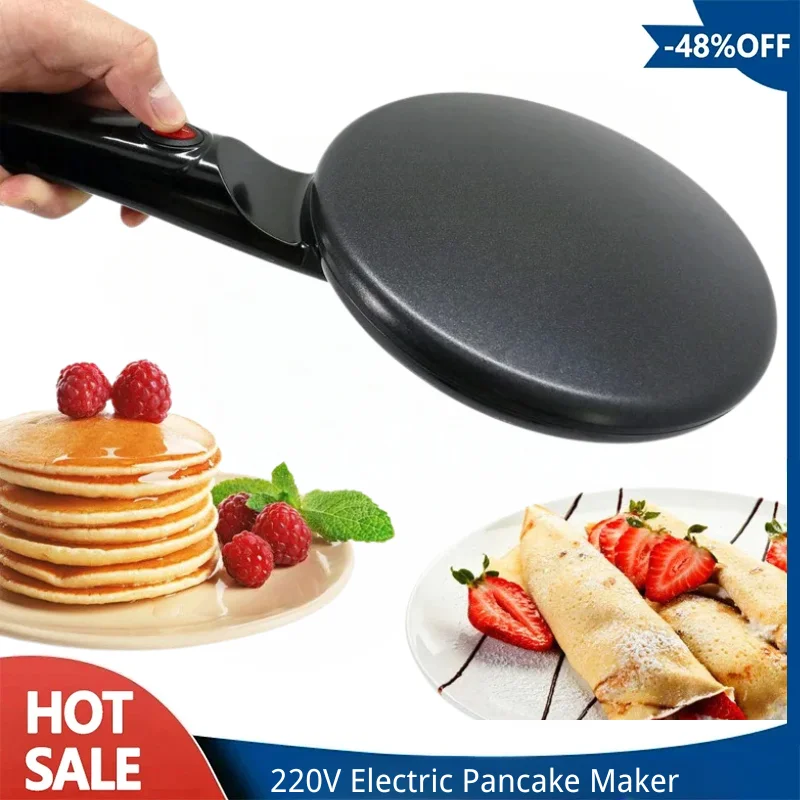 220V Electric Pancake Maker Breakfast Pizza Baking Pan Pancake Baking Pan Non-stick Frying Pan Chinese Spring Roll Cooking Pan