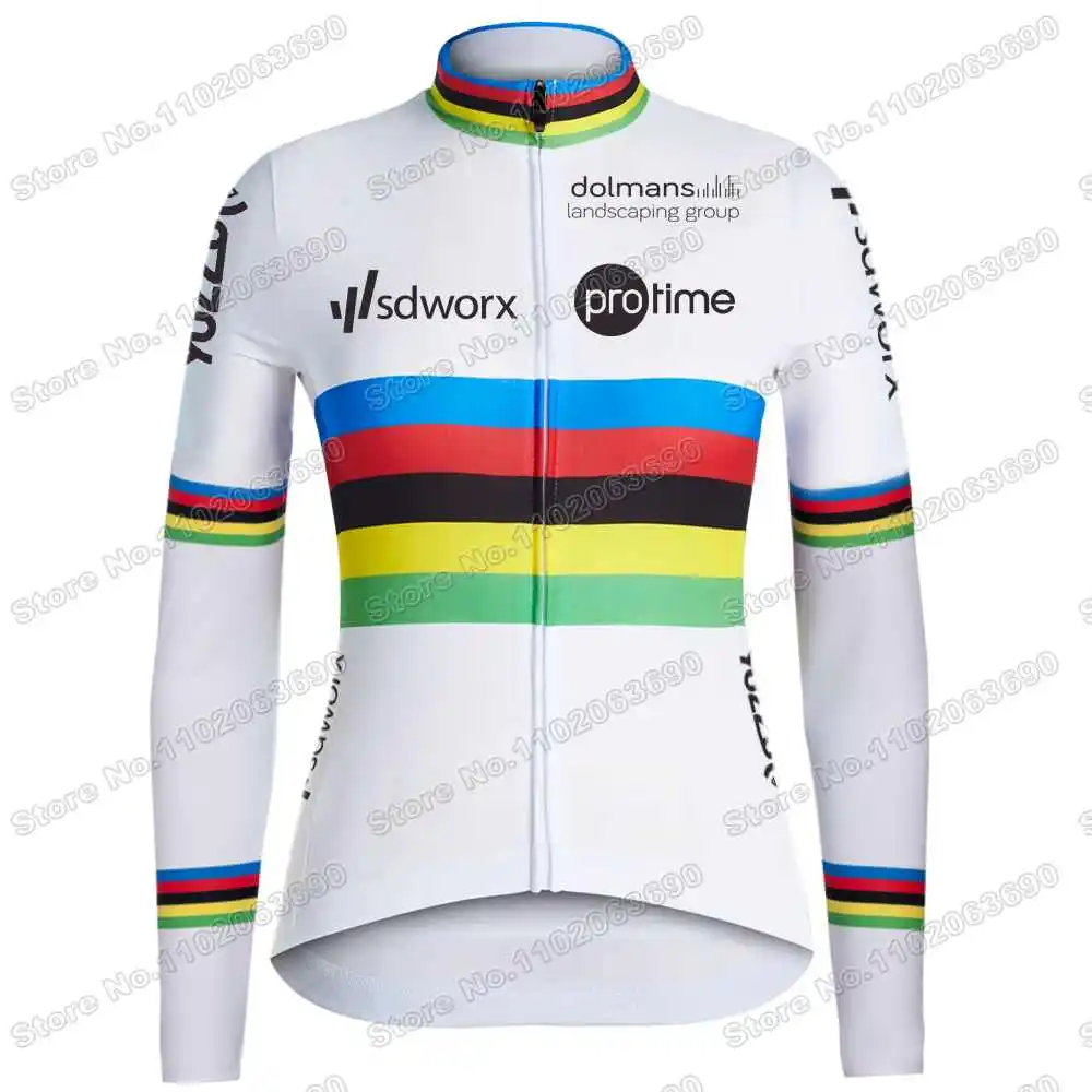 2023 Women Team SD Worx Cycling Jersey Long Sleeve Set World Champion Belgian Lotte Kopecky Cycling Clothing Road Bike jackets