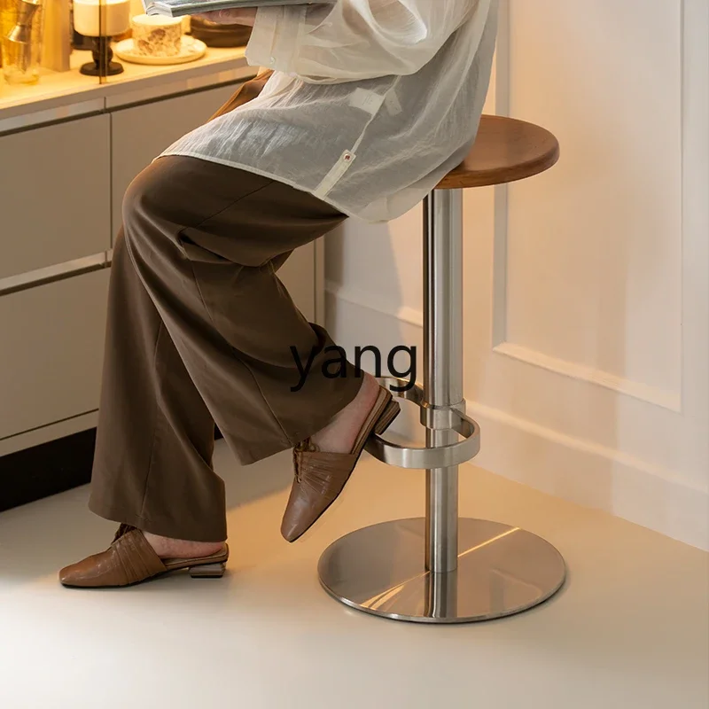 Chaise de bar LMM de luxe légère, chaise haute en bois massif pour la maison, tabouret haut moderne et simple en bois massif