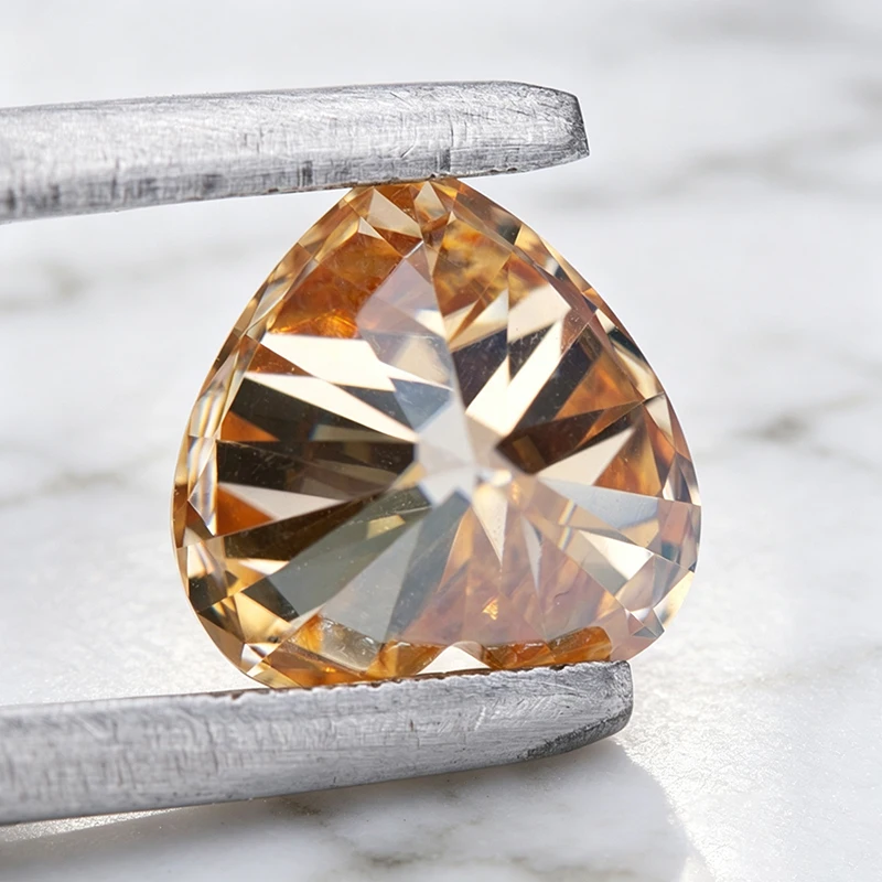 Moissanit-Stein Herzschliff Champagnerfarbe Anhänger Edelstein für DIY Schmuckherstellung Materialien Besteht Diamanttester mit Zertifikat – Detail 6