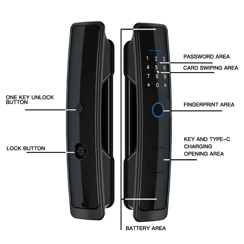 PHIPULO Tuya WIFI Smart Door Lock Digital Electronic Lock Biometric Fingerprint Lock Anti-Theft Hotel Apartment Home