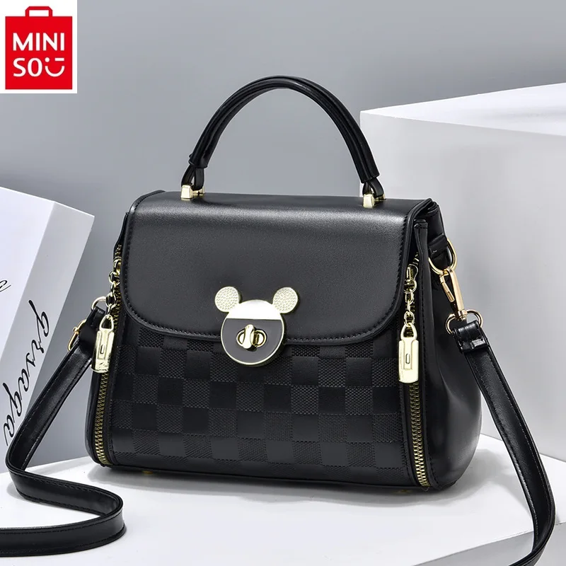 

MINISO Disney Cartoon Anime Mickey Exquisite Lock Bag Women's Fashion Large Capacity Sweet Versatile Shoulder Bag