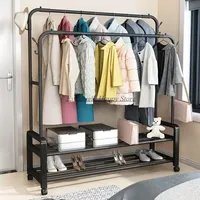 Shelfs Black Clothes Hanger Stand Rack Metal Bedroom Rail Modern Clothes Rack Shoe Storage  Furniture
