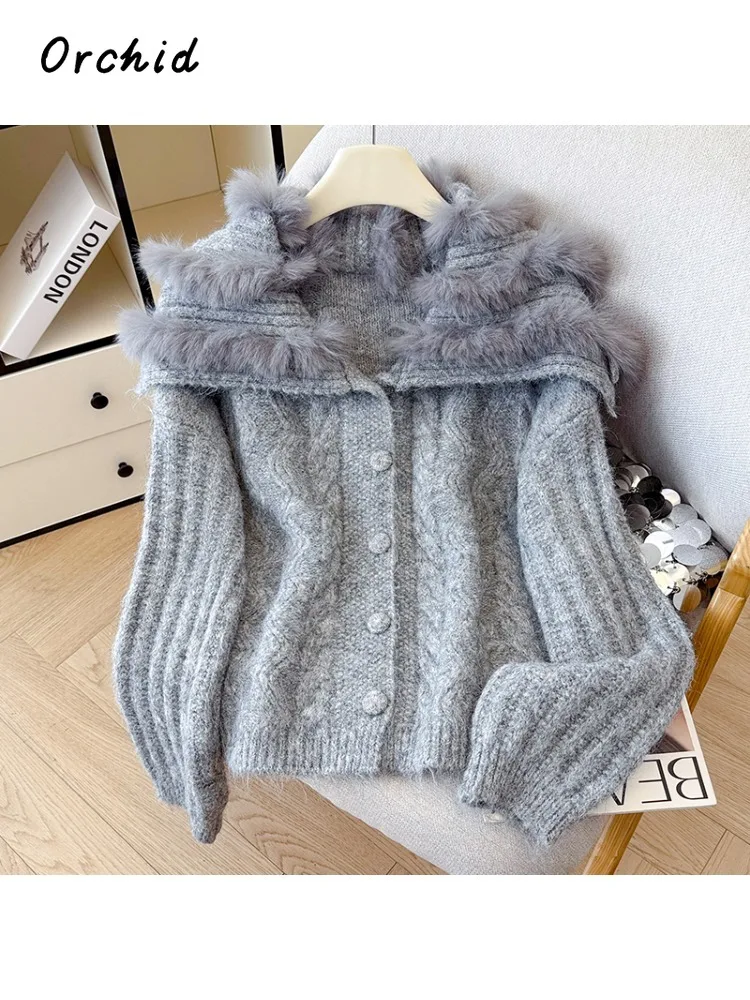 2025 Winter Gyaru Casual Tassels Knitting Long Sleeve Sheath Cardigans Women Hotsweet Single Breasted Ladies Sexy Warm Sweater