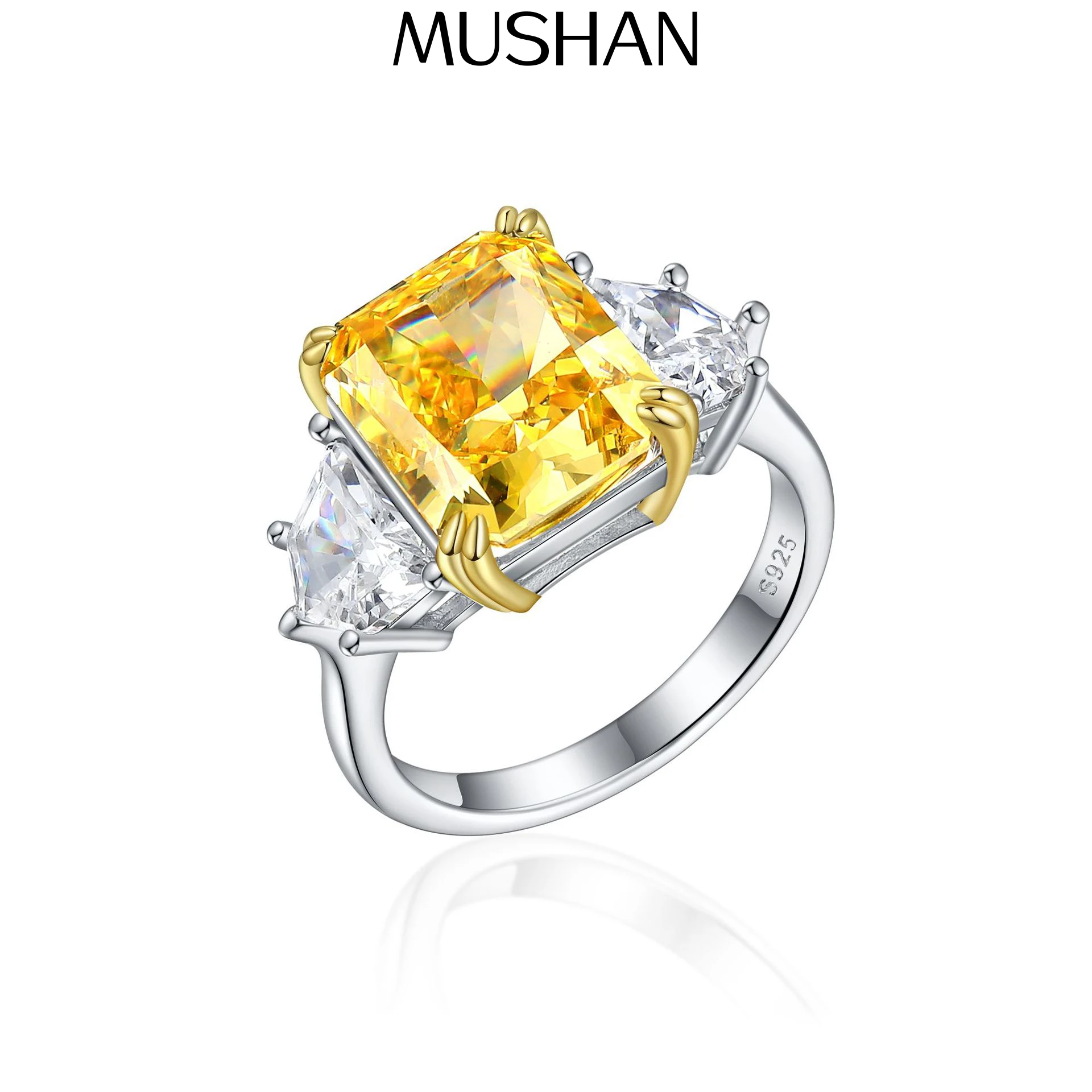 

MuShan Jewelry 925 Sterling Silver Ring Wedding Band High Carbon Diamond Party Cocktail Daughter Gift Women Rings Fine Jewelry