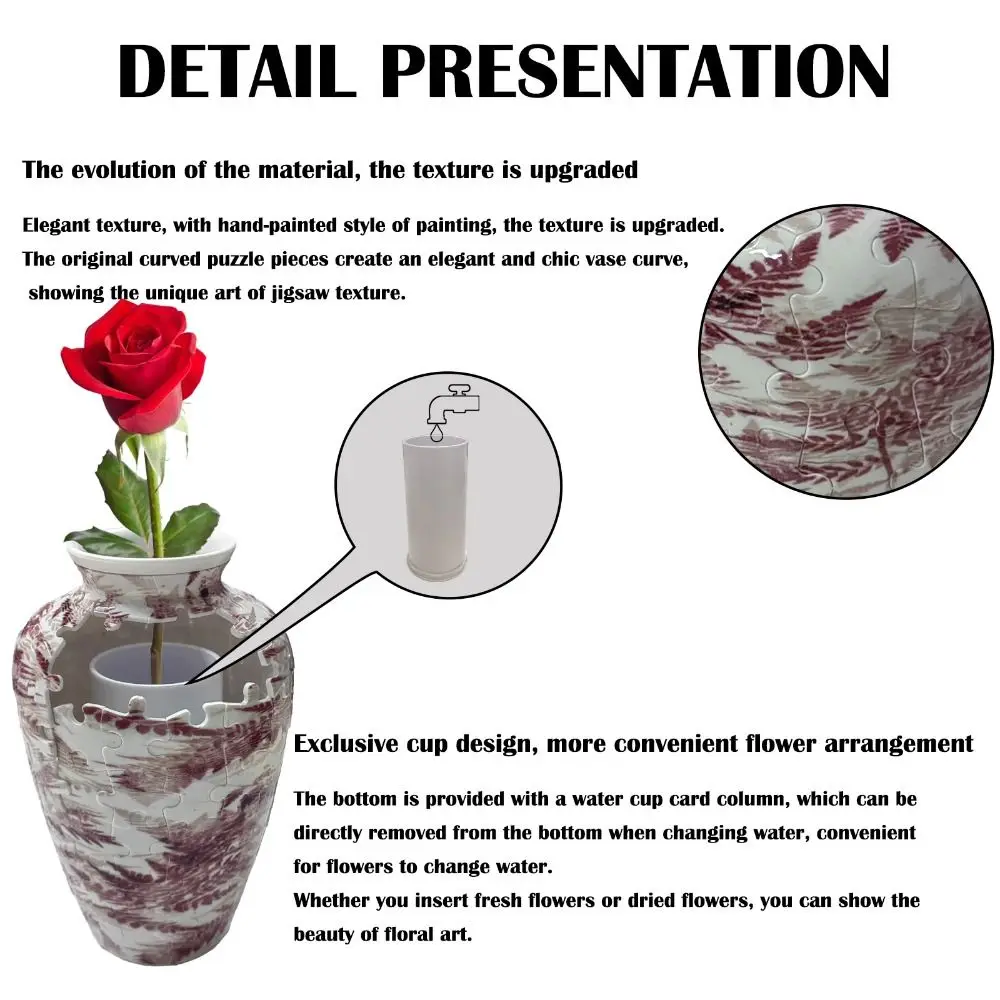 

Creative 3D Puzzle Vase DIY Artistic Flower Arrangement Vase Waterproof Arrange Flowers Home Decoration Vase Housewarming Gift