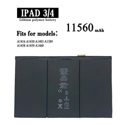 Tablet Battery 11560mAh For Apple iPad 3 4 iPad3 iPad4 A1403 A1416 A1430 A1433 A1459 A1460 A1389 Bateria + FREE TOOLS