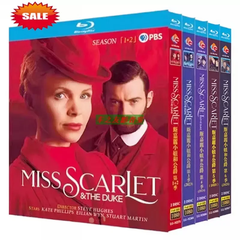 Blu-ray High Definition American Drama Miss Scarlett and the Duke Detective Season 1-6 BD Disc Box Set of 10 Pieces