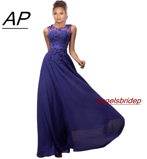 Customized Cheap Evening Dresses Appliques Beading Chiffon Long Formal Party Prom Bridesmaid Gowns Robes De Soiree In Stock